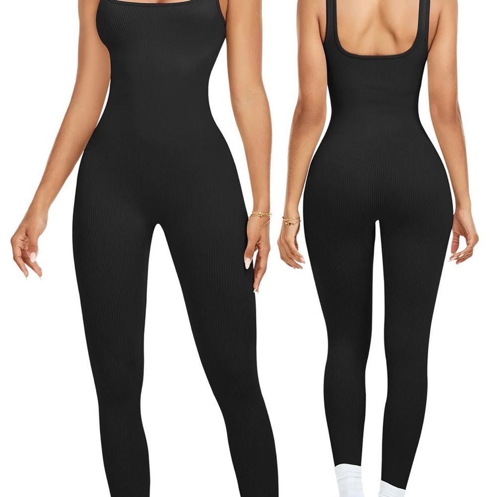 Black Ribbed Jumpsuit